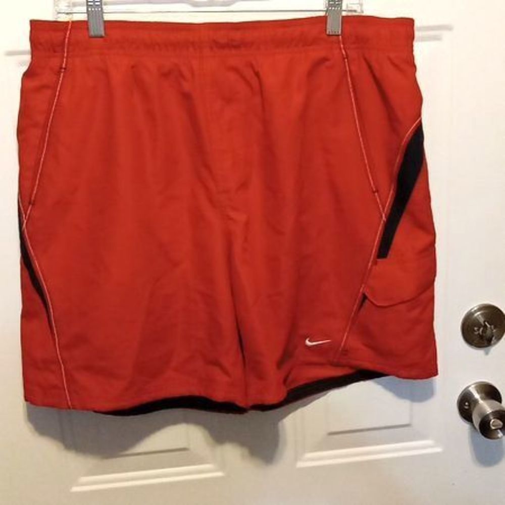 Nike Red & Black Drawstring Swim Trunks Men's Size‎ XL